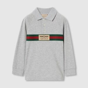 Gucci Polo Shirt in Gray with Signature Stripe Size 10 For Kids
